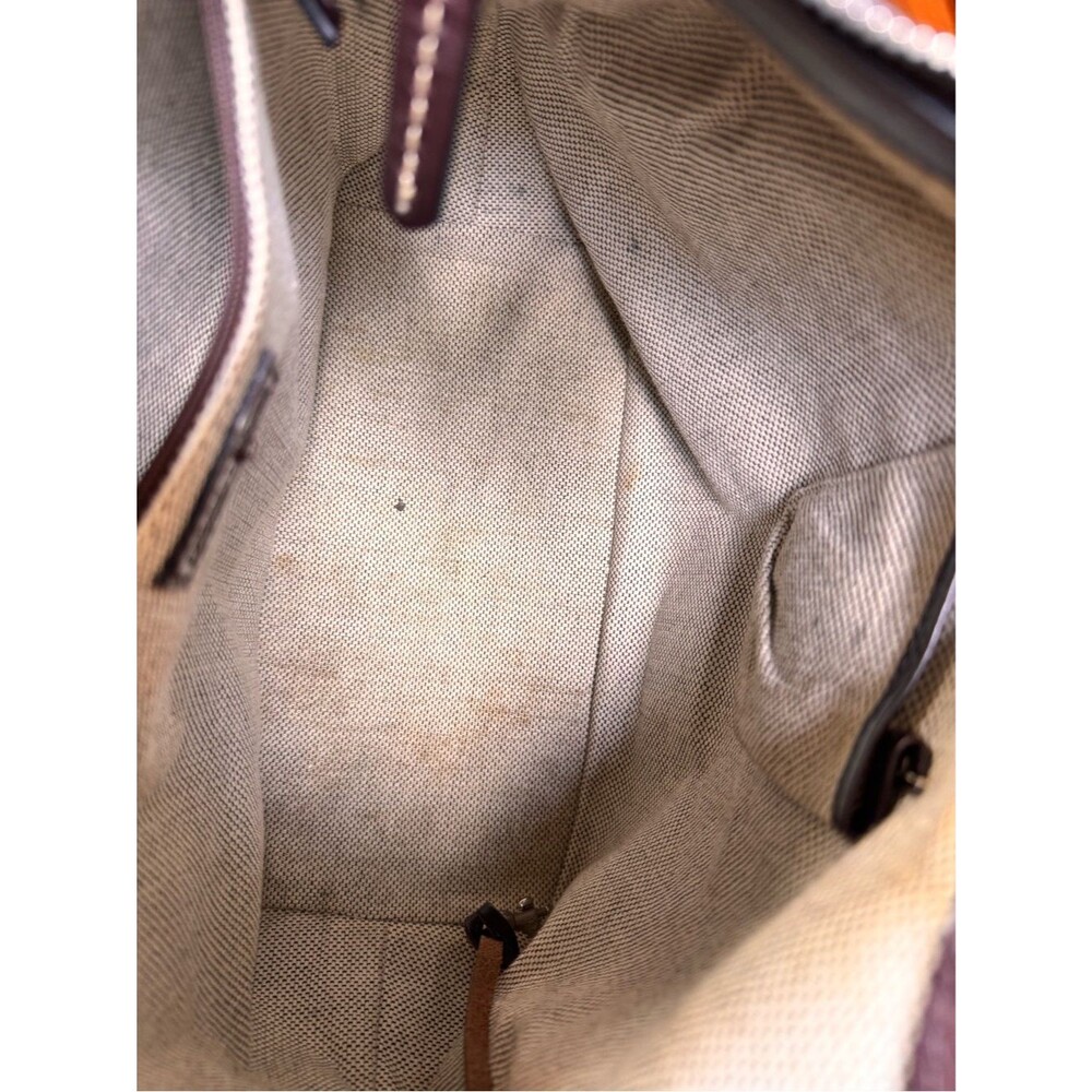 DOONEY & BOURKE Vintage Y2K Monogram Canvas Hobo Shoulder Brown Tan Leather Trim - Picture 6 of 8